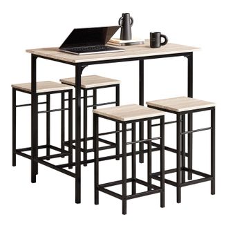SoBuy Set Mesa Alta De Bar Y 4 Taburetes Estilo Industrial 4 Sillas Ogt11-n Sobuy Es