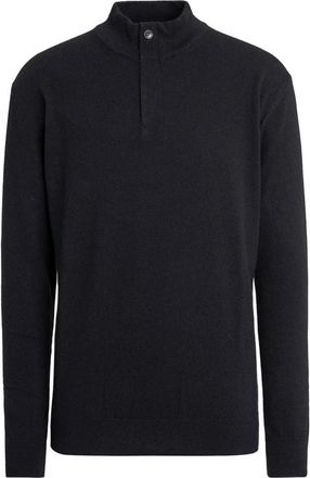 Ermenegildo Zegna Oasi Cashmere Zip Mock Neck Sweater - Heren - Cashmere truien - Zwart - L - Leer - Truien & Vesten