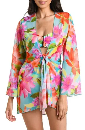 La Blanca Sunset Botanica Mini Cover-Up in Blue/Green Multi at Nordstrom, Size X-Large