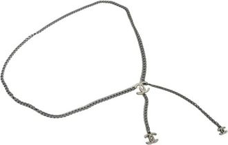 Chanel Pre-owned Belts, female, Gray, Size: ONE SIZE Pre-owned CC Metal Thin Belt