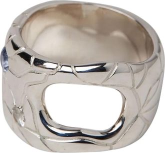 Octi Zilveren Globe Ring met Gravure - unisex - Ringen - Grijs - ONE Size - Accessoires