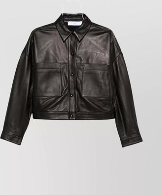 Iro collared neck leather jacket with structured shoulders