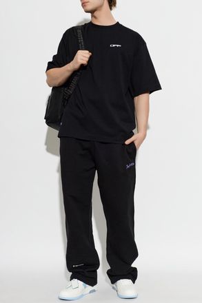 Off-white T-shirt With A Colorfully Printed Logo, Mens, Black