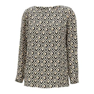 Elena Miro Overhemden, Dames, Veelkleurig, L, Geometric Print Blouse