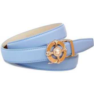 Anthoni Crown Lederg&uuml;rtel ANTHONI CROWN, Damen, Gr. 80, blau (hellblau), Leder, unifarben, G&uuml;rtel Lederg&uuml;rtel, G&uuml;rtel in hellblau mit Schmucksteinen besetzt