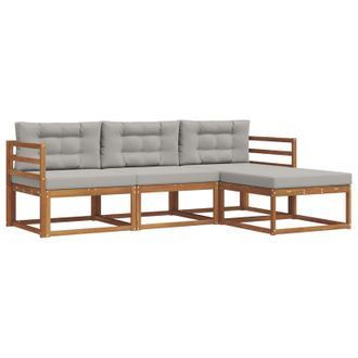 vidaXL Conjunto De Sof&aacute;s De Exterior 4 Pcs Gris Natural Y Claro Vidaxl
