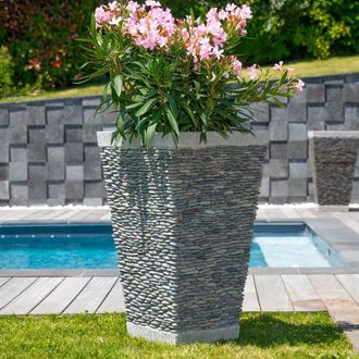Wanda Collection Maceta Tiesto Jardinera Cuadrada Piedra 80 Cm Jard&iacute;&shy;n Exterior Zen