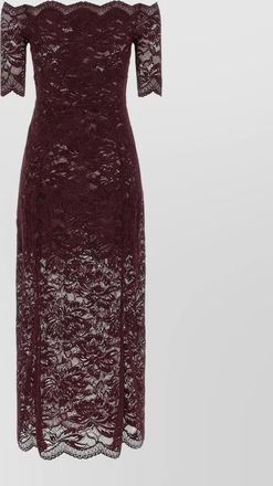 Paco Rabanne lace off-the-shoulder asymmetric midi dress