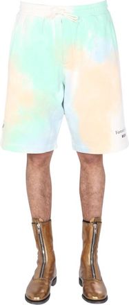 Msgm Green Tie-Dye Shorts