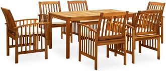 vidaXL Set Comedor De Jard&iacute;n 7 Pzas Y Cojines Madera Maciza De Acacia Vidaxl