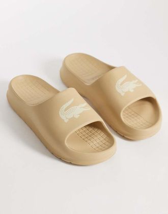 Lacoste Serve 2.0 - Sliders beige con logo-Neutro