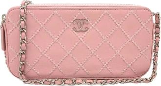 Chanel Pre-owned Cross Body Bags, female, Pink, Size: ONE SIZE Pre-owned Chain Shoulder Wallet