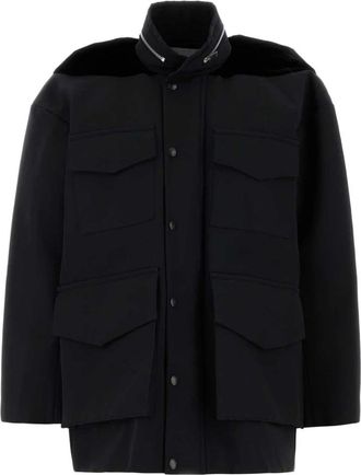 sacai Grosgrain Bonding x Velvet Blouson - Dames - Zomerjassen - Zwart - S - Katoen - Jassen