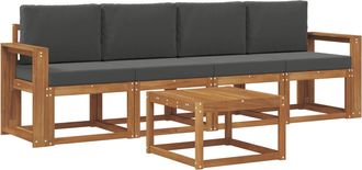 vidaXL Conjunto De Sof&aacute;s De Exterior 5 Uds. Natural Y Antracita Vidaxl