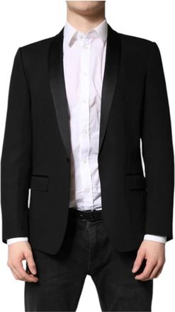 Dolce & Gabbana Luxe Slim Fit Blazer van Zijdemix - Heren - Blazers - Zwart - S - Nylon - Jassen