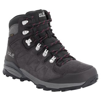 Jack Wolfskin Wanderschuh JACK WOLFSKIN REFUGIO TEXAPORE MID W, Damen, Gr. 37,5, lila (schwarz, steel, lila), Leder, Schuhe Wanderschuh, wasserdicht, Trekkingschuh