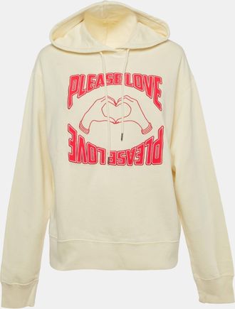 Sandro Yellow Please Love Applique Cotton Knit Hoodie