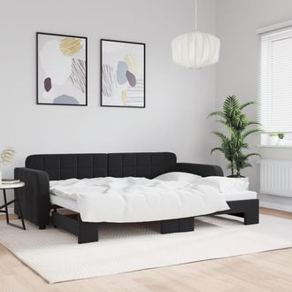 vidaXL Sof&aacute; Cama Nido Terciopelo Negro 80x200 Cm Vidaxl