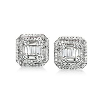 Ross-Simons Diamond Cluster Earrings in 18kt White Gold