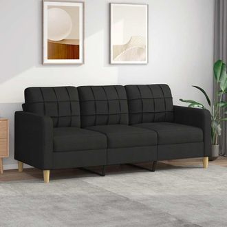 vidaXL Sof&aacute; De 3 Plazas De Tela Negro 180 Cm Vidaxl