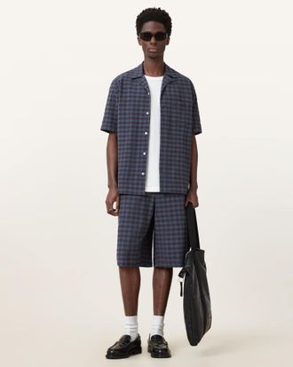 AllSaints Cotton Cooper Check Shorts, Size: XXL