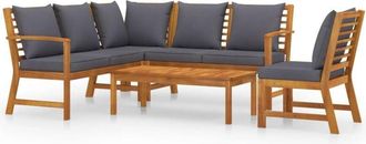 vidaXL Juego De Muebles Jard&iacute;n 5 Pzas Con Cojines Madera Maciza Acacia Vidaxl