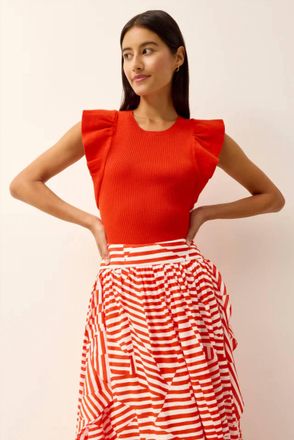 Marie Oliver Rory Ruffle Sleeves Top In Canyon