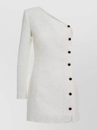 Alessandra Rich knitted mini dress asymmetric neckline sleeve