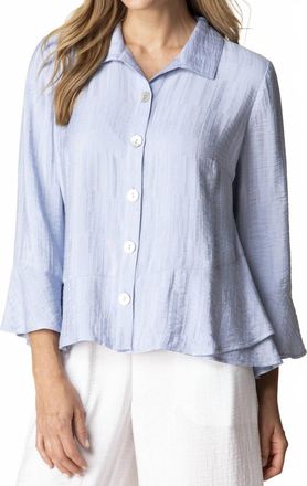 Habitat Button Front Flounce Top In Cornflower
