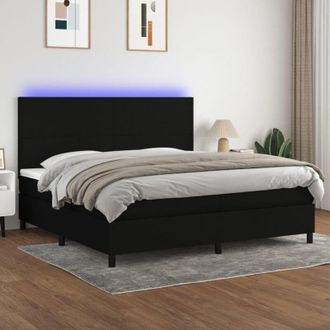 vidaXL Vidaxl - Cama Box Spring Colch&oacute;n Y Luces Led Tela Negro 200x200 Cm