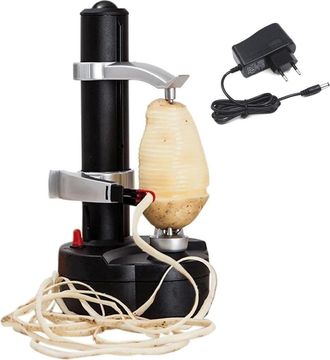 OEM &Eacute;plucheuse &Eacute;lectrique - Automatique - Alimentation Piles Aa Ou Adaptateur 5 V - Pour Pommes Patates L&eacute;gumes - Noir - 12 X 12 X 18 Cm
