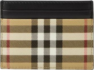 Burberry Wallets & Cardholders, male, Beige, Size: ONE SIZE Check Card Holder