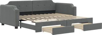 vidaXL Sof&aacute; Cama Nido Con Cajones Tela Gris Oscuro 90x190 Cm Vidaxl