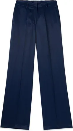 Oltre Broeken, Dames, Blauw, M, Linnen, Wijde linnenmix broek