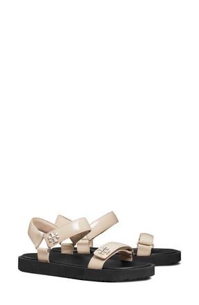 Tory Burch Kira Ankle Strap Sandal in Stone Gray/black/silver at Nordstrom, Size 10.5