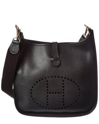 Herm&egrave;s Black Veau Epsom Leather Evelyne I Gm Messenger Bag (Authentic Pre- Loved)