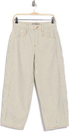 Democracy Stripe Relaxed Barrel Pants in Blanched Almond/Navy at Nordstrom Rack, Size 16P