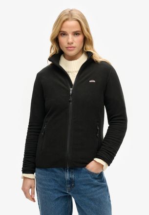 Superdry Fleecejacke SUPERDRY POLAR FLEECE FULL ZIP, Damen, Gr. XL, schwarz, Fleece, Obermaterial: 100% Polyester, unifarben, slim fit h&uuml;ftlang, Rundhals, eing