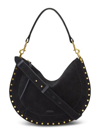 Isabel Marant Crescent-Shaped Soft Suede Bag with Gold Accents