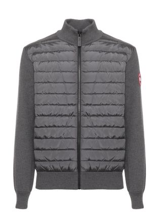 Canada Goose Grey Wool Short Padded Jacket With Down Front Panel