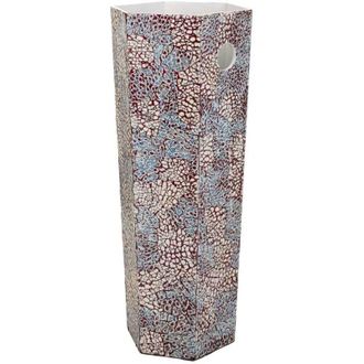 Wanderlust Deco Parag&uuml;ero De Capiz Blanco, Rojo Y Azul Estampado 24x24x58h Cm