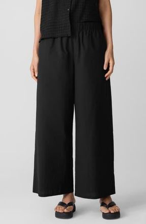 Eileen Fisher Organic Cotton Ankle Wide Leg Pants in Black at Nordstrom Rack, Size Medium