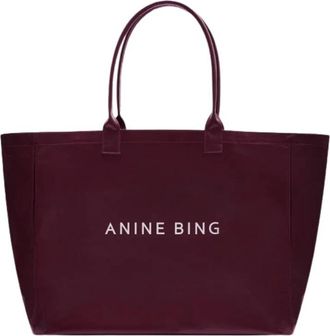 Anine Bing Leo Coated Canvas Tote - Dames - Shoppers - Rood - ONE Size - Katoen - Tassen