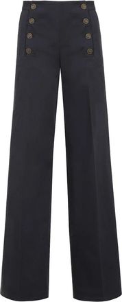 Etro Wijde katoenen broek met zakken - Dames - Wijde Broeken - Blauw - M - Katoen - Broeken