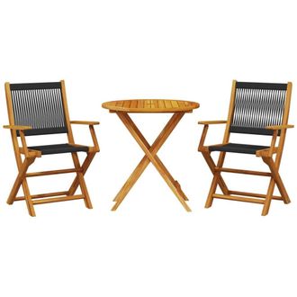 Berkfield Home 3 Piece Bistro Set Black Polypropylene & Solid Wood in Brown