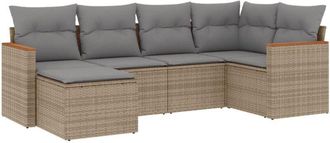 vidaXL Vidaxl - Juego De Sof&aacute;s Jard&iacute;n Con Cojines Beige Mezcla 6 Pzas Rat&aacute;n Pe