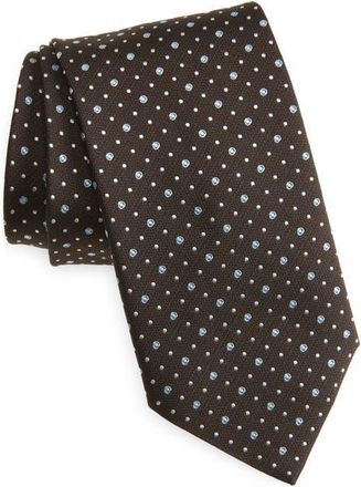 BOSS Medallion Silk Blend Tie in Dark Brown at Nordstrom