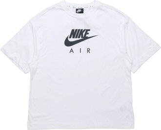 Nike (WMNS) Nike Air Alphabet Logo Printing Sports Round Neck Pullover Short Sleeve White T-Shirt CJ3106-100