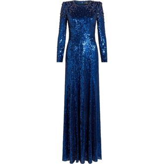 Jenny Packham Dulcet Sequin-Embellished Dress in Blackthorne Blue at Nordstrom, Size 14 Uk
