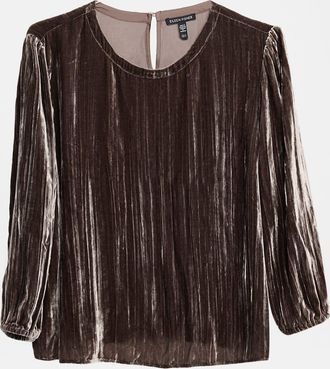 Eileen Fisher Crewneck Crushed Velvet Blouse